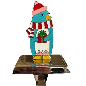 Snowman Enamel Chrome, Hook Stocking Holder for Christmas